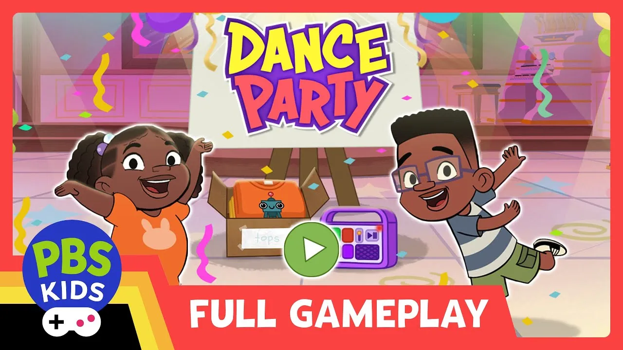 Phoebe and Jay preparing outfits, a poster, and dance moves for their party