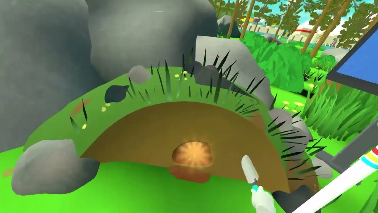 Gus the Gopher Tortoise guiding players through an interactive model of Plant Hatch in VR